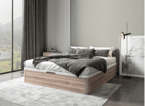 160x200 BASTIA wooden storage bed - Natural Oak