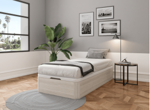 Houten opbergbed 90x200 BASTIA - Gebleekt Eiken