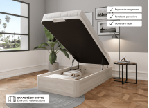 Lit coffre 90 x 200 cm BASTIA Chêne blanchi - Ouvert