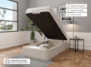Lit coffre 90 x 200 cm BASTIA Chêne blanchi - Ouvert