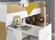 Lit mi-hauteur bureau et commode MANLY Blanc/Chêne - 3