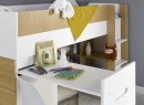 Lit mi-hauteur bureau et commode MANLY Blanc/Chêne - 3