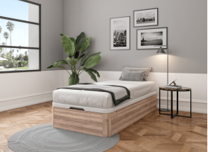 Lit coffre 90x200 en bois BASTIA - Chêne Naturel