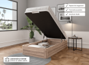 Lit coffre 90 x 200 cm BASTIA Chêne naturel - Ouvert