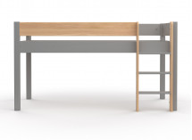 Lit mi-hauteur en pin massif 90x190 HOYA Gris - 4