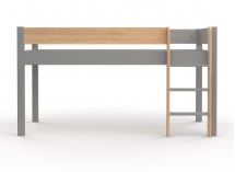 Lit mi-hauteur en pin massif 90x190 HOYA Gris - 4