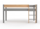 Lit mi-hauteur en pin massif 90x190 HOYA Gris - 4