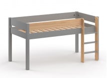 Lit mi-hauteur en pin massif 90x190 HOYA Gris - 3