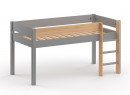Lit mi-hauteur en pin massif 90x190 HOYA Gris - 3