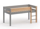 Lit mi-hauteur en pin massif 90x190 HOYA Gris - 3