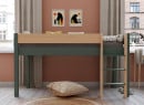 Lit mi-hauteur en pin massif 90x190 HOYA Kaki - 2