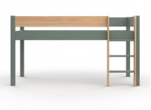 Lit mi-hauteur en pin massif 90x190 HOYA Kaki - 4