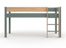 Lit mi-hauteur en pin massif 90x190 HOYA Kaki - 4