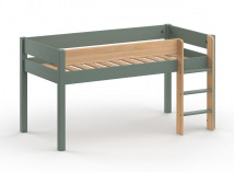 Lit mi-hauteur en pin massif 90x190 HOYA Kaki - 3