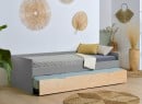 Lit gigogne banquette 90x190 Pin massif HOYA Gris - 3