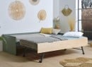 Lit gigogne banquette 90x190 Pin massif HOYA  Kaki - 2