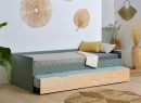 Lit gigogne banquette 90x190 Pin massif HOYA  Kaki - 4