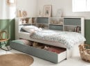 Lit enfant rangement 90x190 MANLY - Blanc/Vert - 3