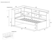 Lit enfant rangement 90x190 MANLY - Dimensions