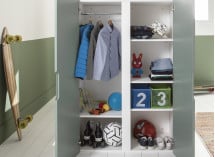 Lit mezzanine bureau et armoire MANLY - Blanc/Vert - 3