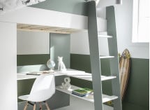 Lit mezzanine bureau et armoire MANLY - Blanc/Vert - 4