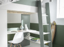 Lit mezzanine bureau et armoire MANLY - Blanc/Vert - 4