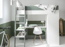 Lit mezzanine bureau et armoire MANLY - Blanc/Vert - 5