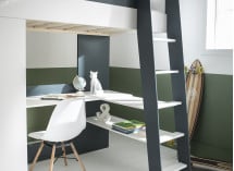 Lit mezzanine bureau et armoire MANLY - Blanc/Bleu - 3