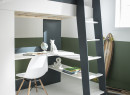 Lit mezzanine bureau et armoire MANLY - Blanc/Bleu - 3