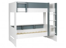 Lit superposé rangement MANLY - Blanc/Vert - 6