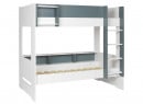 Lit superposé rangement MANLY - Blanc/Vert - 6