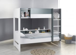 MANLY 90x190 Bunk Bed with Storage - White/Green