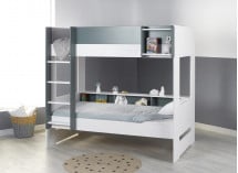 Lit superposé rangement MANLY - Blanc/Vert - 2