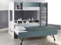 Lit superposé rangement MANLY - Blanc/Vert - 4