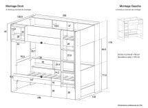 Lit superposé rangement 90x190 MANLY - Dimensions