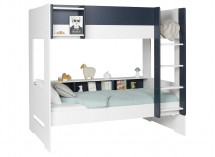 Lit superposé rangement MANLY - Blanc/Bleu - 5
