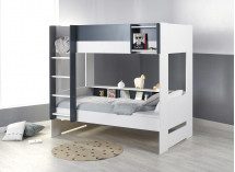 Lit superposé rangement MANLY - Blanc/Bleu - 2