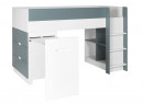 Lit mi-hauteur bureau et commode MANLY Blanc/Vert - 6