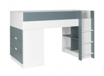 Lit mi-hauteur bureau et commode MANLY Blanc/Vert - 5