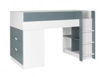 Lit mi-hauteur bureau et commode MANLY Blanc/Vert - 5