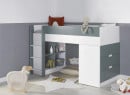 Lit mi-hauteur bureau et commode MANLY Blanc/Vert - 4