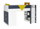 Lit mi-hauteur bureau et commode MANLY Blanc/Bleu - 6