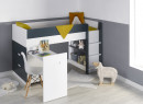 Lit mi-hauteur bureau et commode MANLY Blanc/Bleu - 2