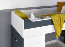 Lit mi-hauteur bureau et commode MANLY Blanc/Bleu - 4