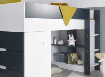 Lit mi-hauteur bureau et commode MANLY Blanc/Bleu - 3