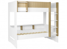 Lit superposé rangement MANLY - Blanc/Chêne - 6