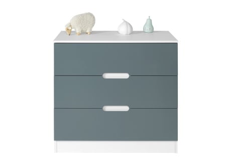 Commode 3 tiroirs MANLY - Blanc/Vert - 2
