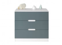 Commode 3 tiroirs MANLY - Blanc/Vert - 2
