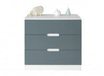 Commode 3 tiroirs MANLY - Blanc/Vert - 2