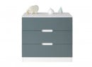 Commode 3 tiroirs MANLY - Blanc/Vert - 2